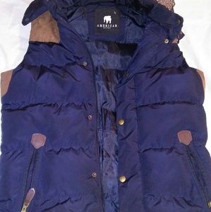 American stitch navy blue winter vest mens large